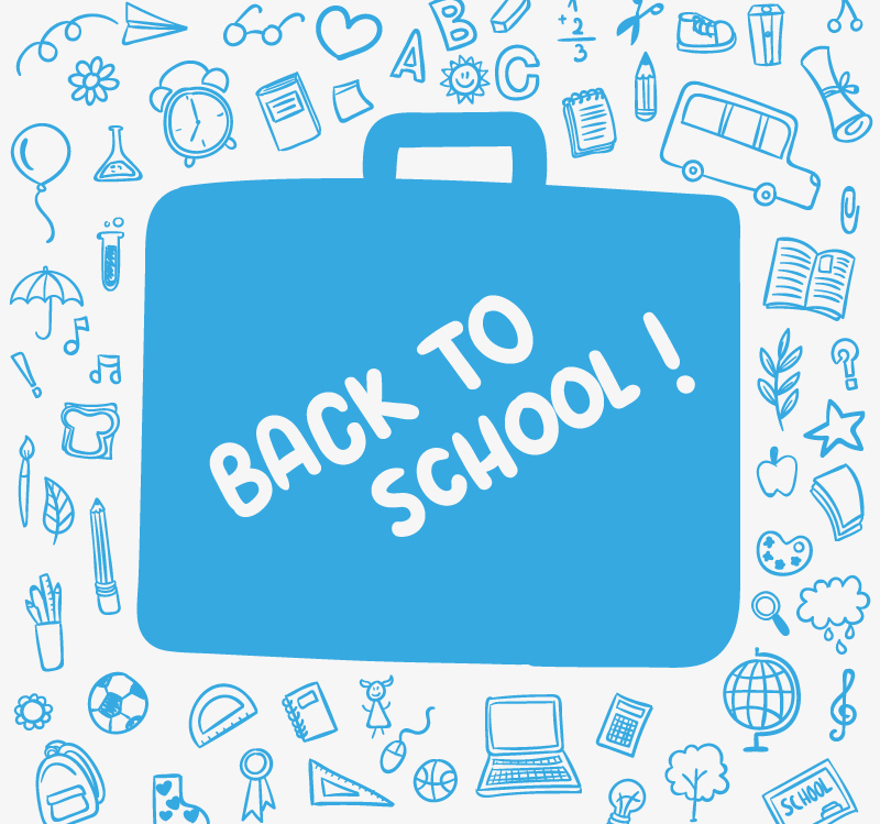 Blue back to school season poster vector material
