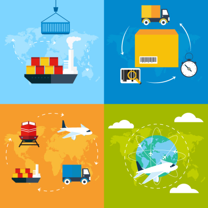 4 Global Transport illustrator vector material

